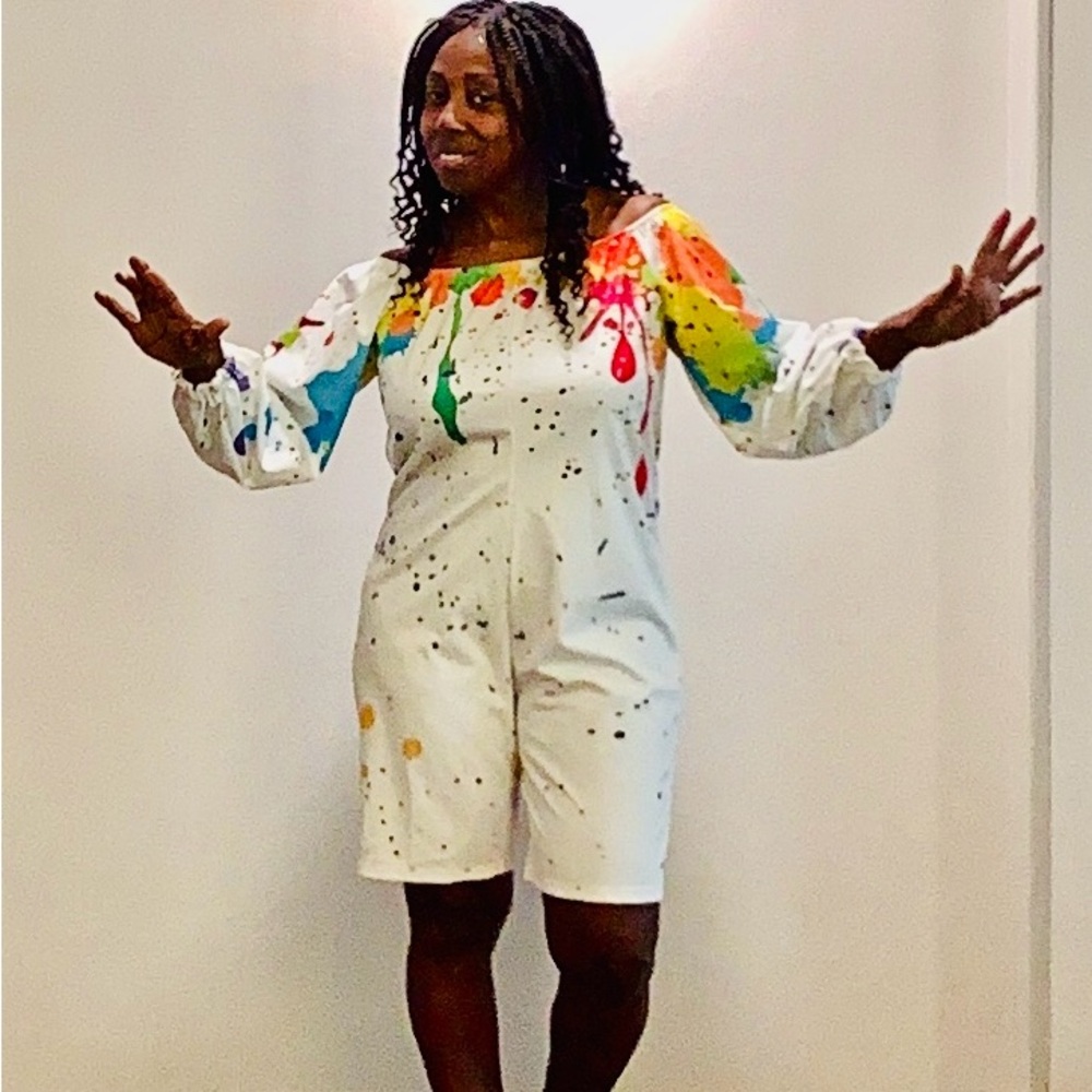 Colorful Paint Splatter Romper - Picture 7 of 9